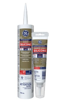 Scellant silicone pour cuisine et salle de bain GE, pour bain et tuiles,  imperméable à 100%, blanc, 10,1 oz